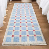 Geometric Flocked Bath Mat with Anti Slip Base for Bathroom