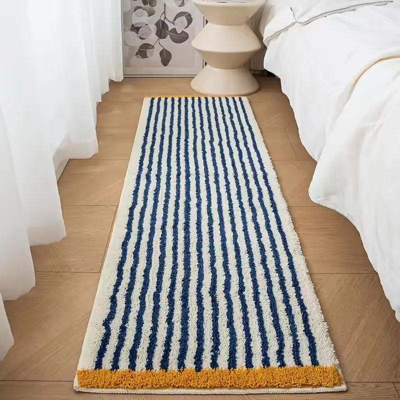 Geometric Flocked Bath Mat with Anti Slip Base for Bathroom
