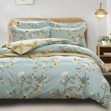 Botanical Bedding Set 4 Piece Cotton Reversible Print Decor