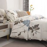 Botanical Bedding Set 4 Piece Cotton Reversible Print Decor