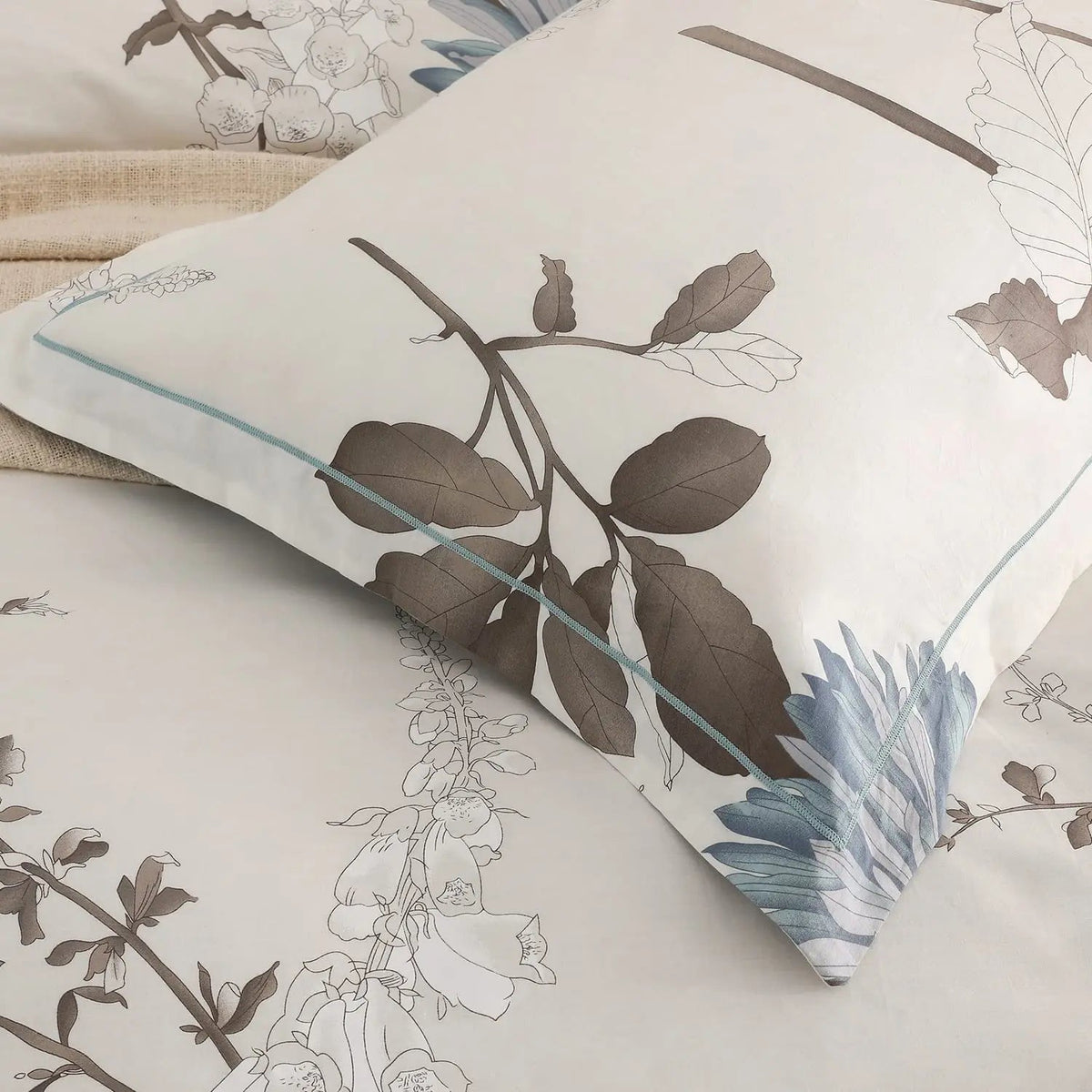 Botanical Bedding Set 4 Piece Cotton Reversible Print Decor