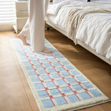 Geometric Flocked Bath Mat with Anti Slip Base for Bathroom