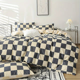 Checkered Bedding Set Soft Duvet Cover Breathable Bedroom