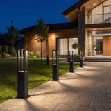 Modern Black LED Bollard Garden Light for Outdoor Landscape Pathway