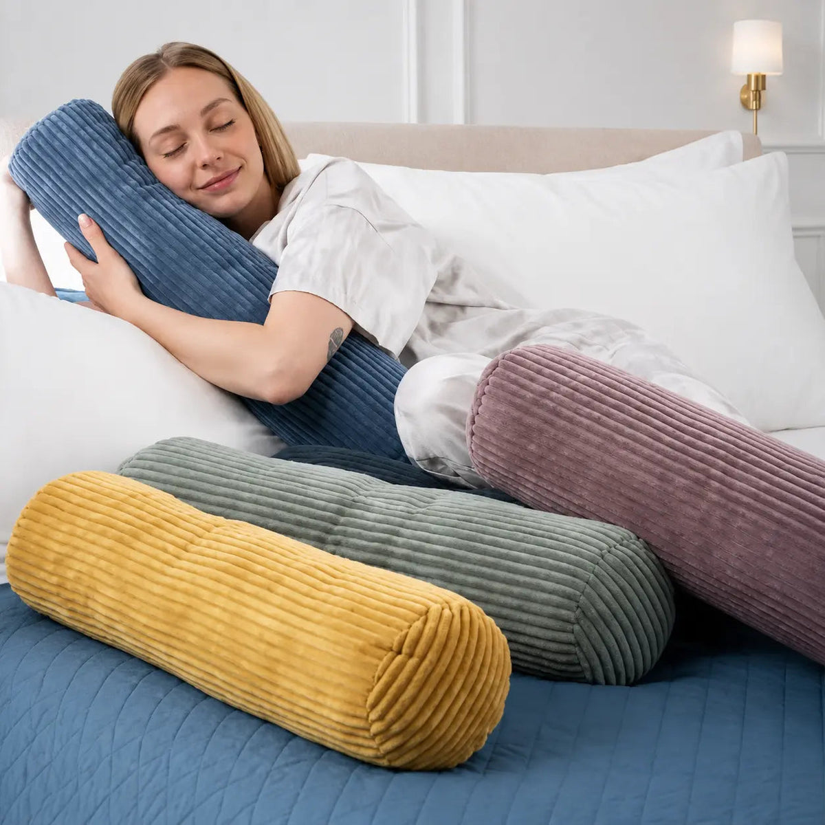 Knit Bolster Cushion Decorative Support Bed Sofa Chair