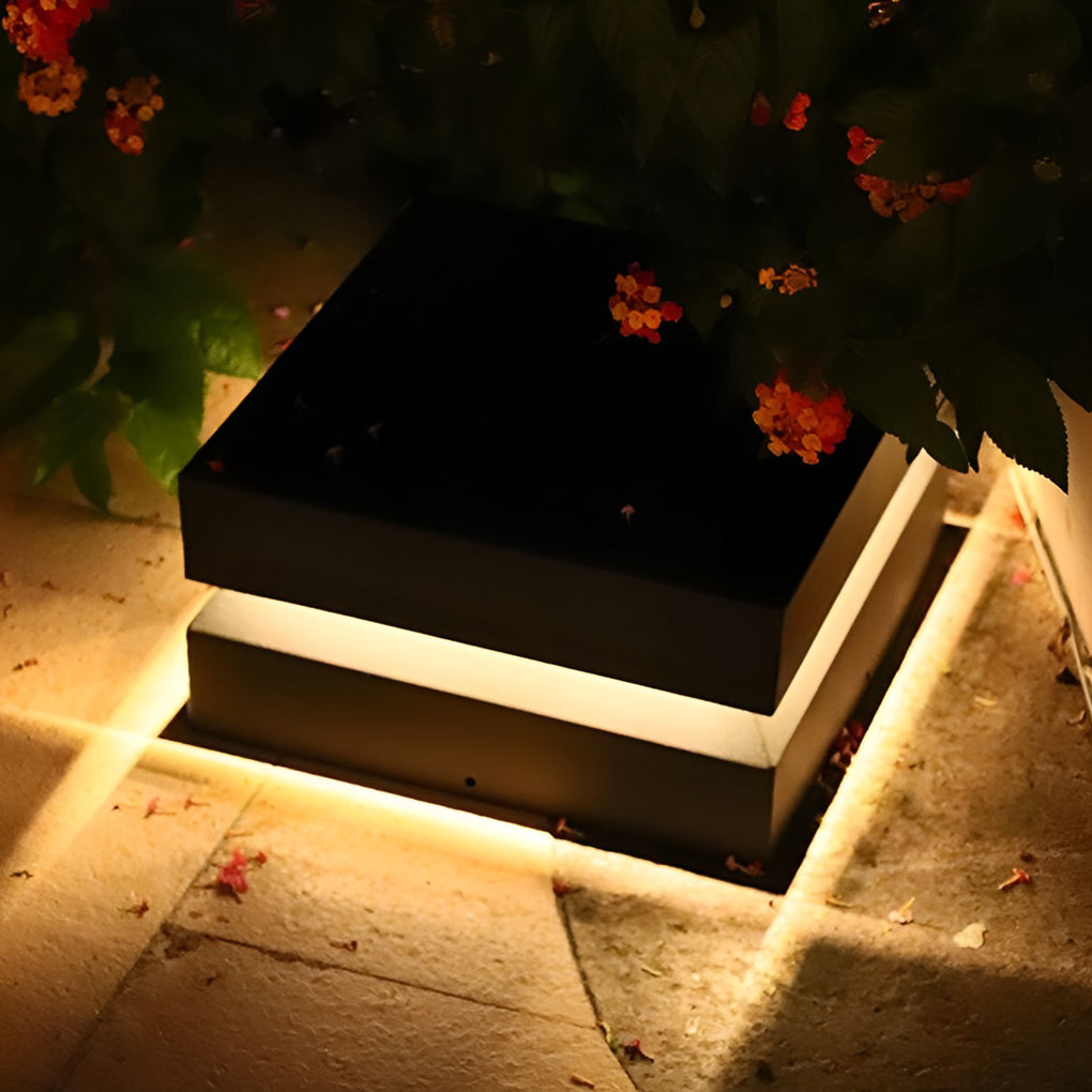 Square Black Solar Post Lights for Outdoor Deck Pillar Lighting