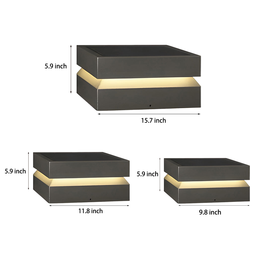 Square Black Solar Post Lights for Outdoor Deck Pillar Lighting