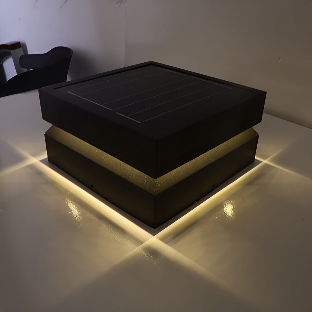 Square Black Solar Post Lights for Outdoor Deck Pillar Lighting