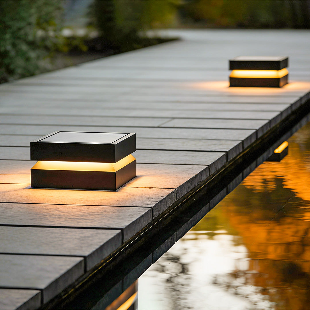 Square Black Solar Post Lights for Outdoor Deck Pillar Lighting