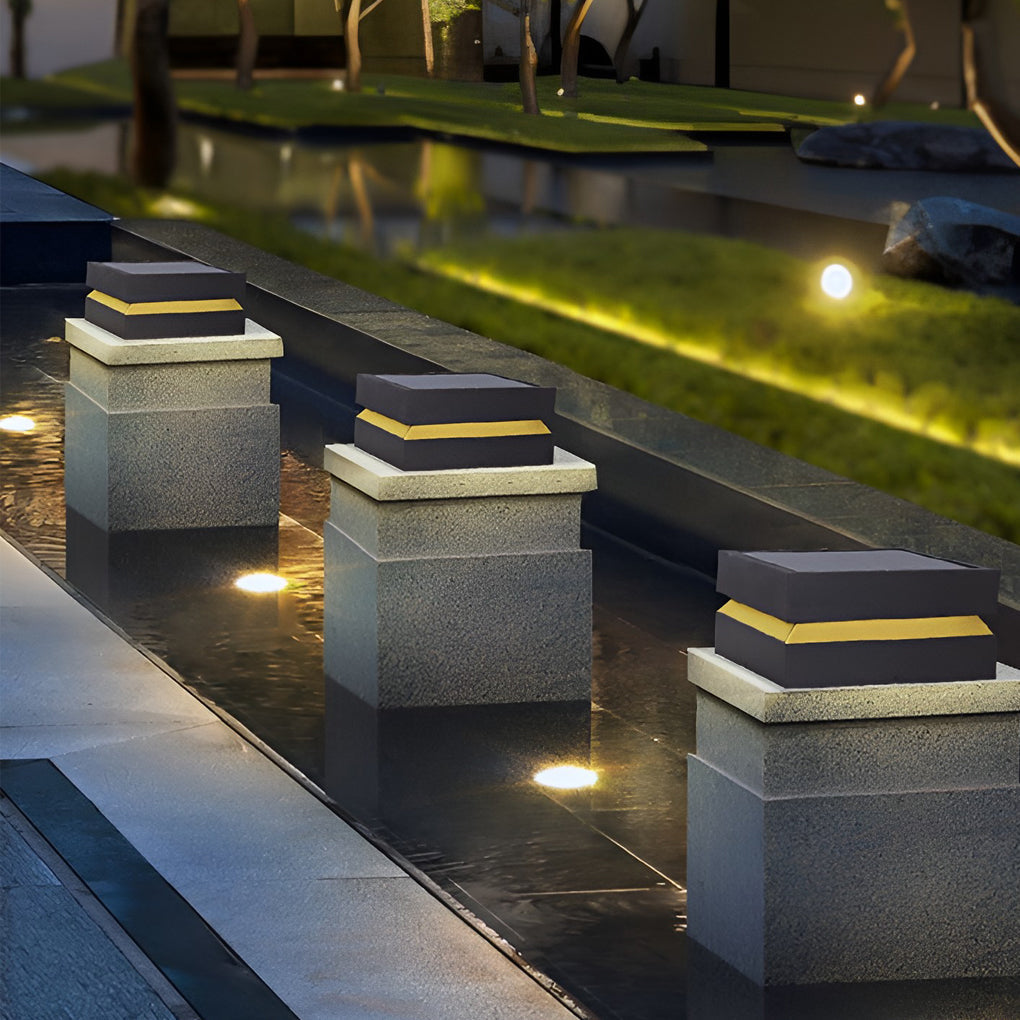 Square Black Solar Post Lights for Outdoor Deck Pillar Lighting