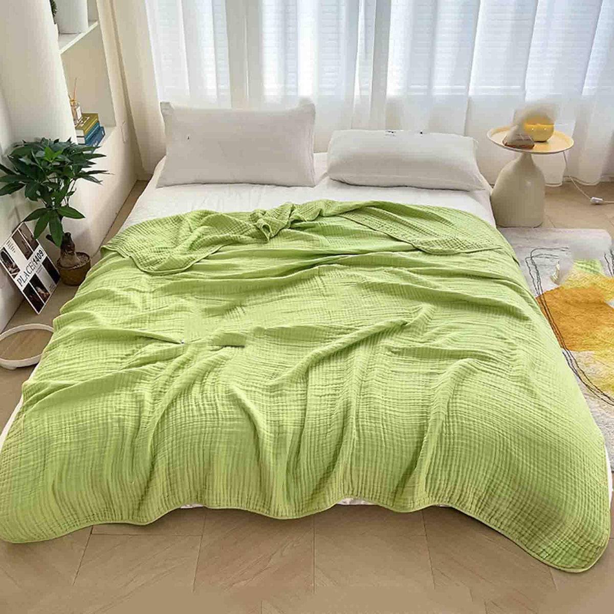 Lightweight Cotton Muslin Throw Blanket Soft Breathable Layer