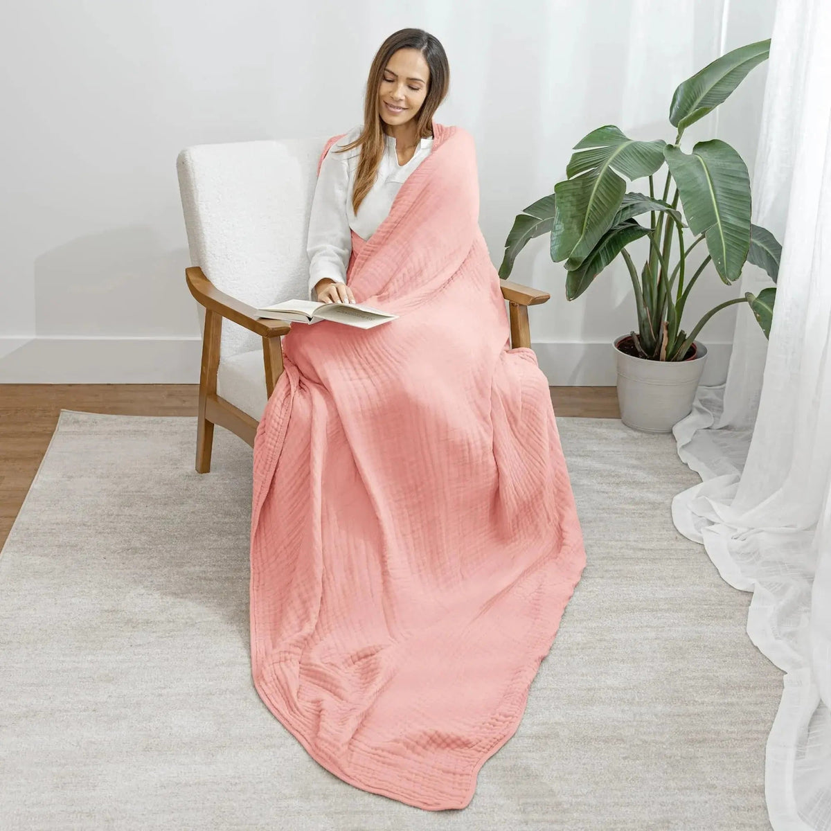 Lightweight Cotton Muslin Throw Blanket Soft Breathable Layer