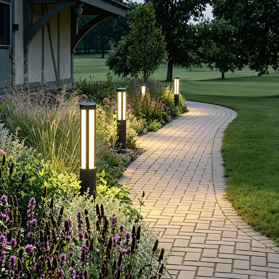 Black LED Cylinder Bollard Light for Outdoor Landscape Pathway