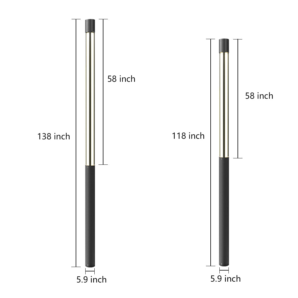 Black LED Cylinder Bollard Light for Outdoor Landscape Pathway