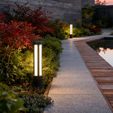 Black LED Cylinder Bollard Light for Outdoor Landscape Pathway