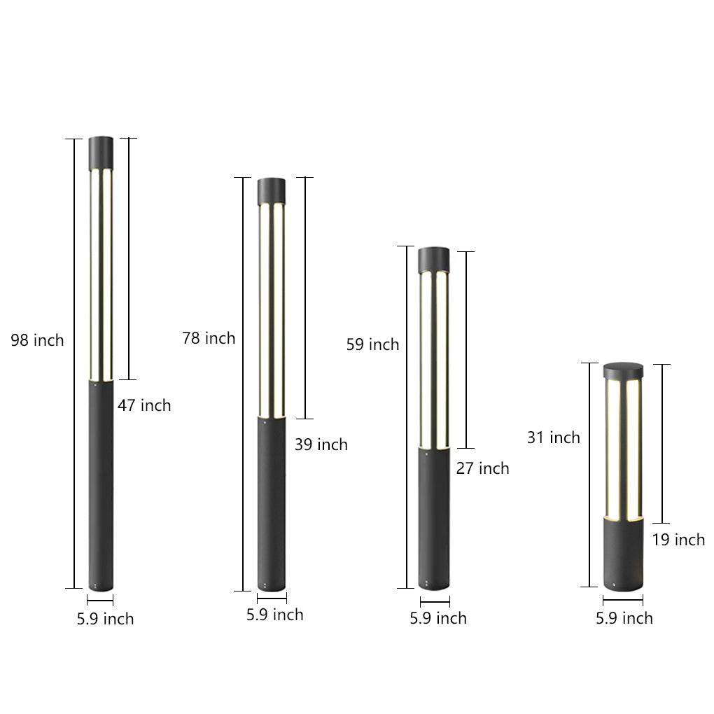 Black LED Cylinder Bollard Light for Outdoor Landscape Pathway