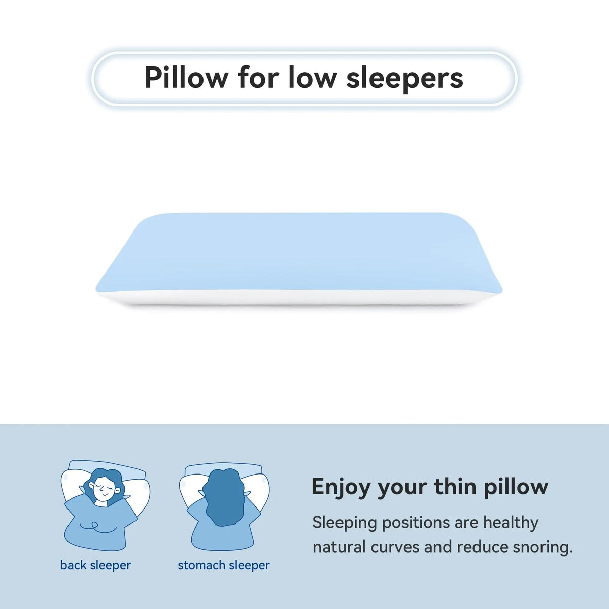 Hyper Slim Memory Foam Pillow for Stomach and Back Sleepers