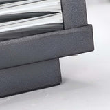 Square Pillar Light Ribbed Glass Outdoor Metal Light