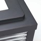 Square Pillar Light Ribbed Glass Outdoor Metal Light