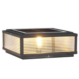 Square Pillar Light Ribbed Glass Outdoor Metal Light