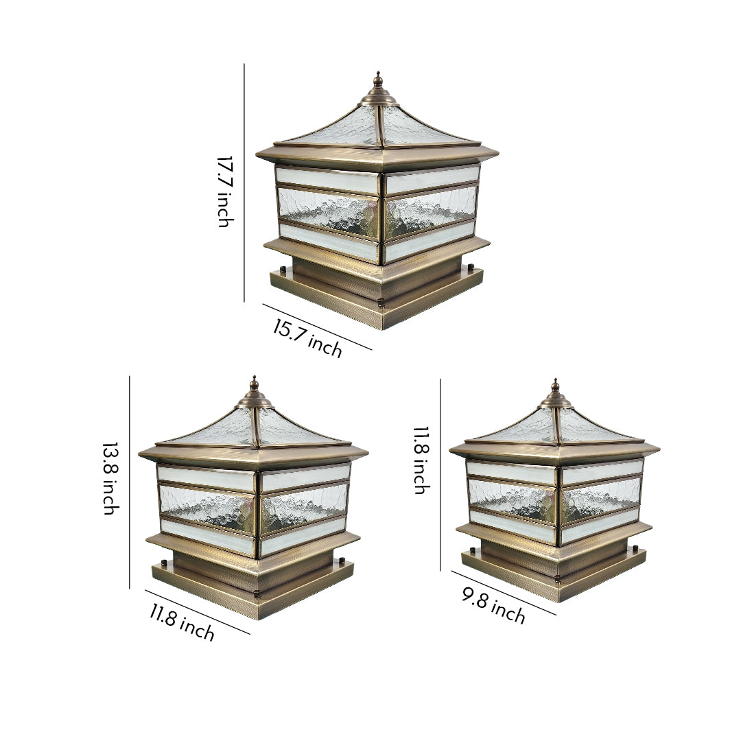 Copper Solar Pillar Light for Outdoor Fence Post Garden Deck