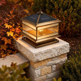 Copper Solar Pillar Light for Outdoor Fence Post Garden Deck