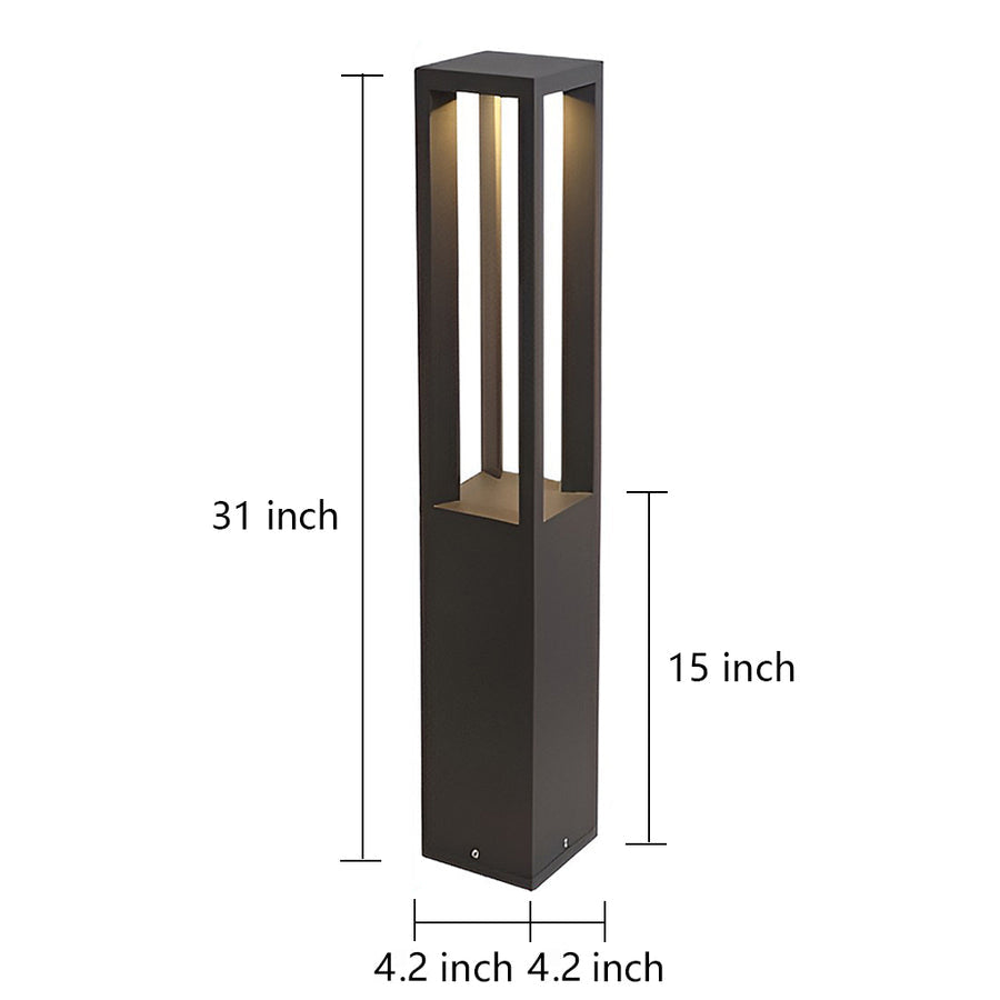 Modern Black LED Bollard Garden Light for Outdoor Landscape Pathway