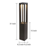 Modern Black LED Bollard Garden Light for Outdoor Landscape Pathway