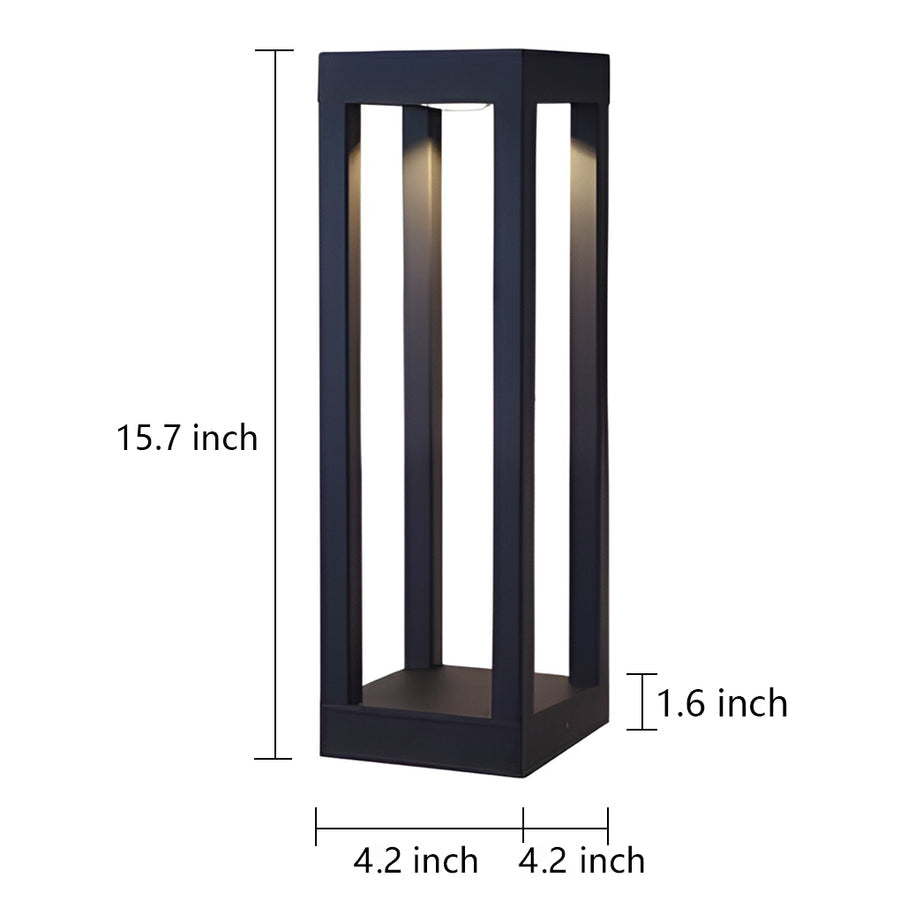 Modern Black LED Bollard Garden Light for Outdoor Landscape Pathway