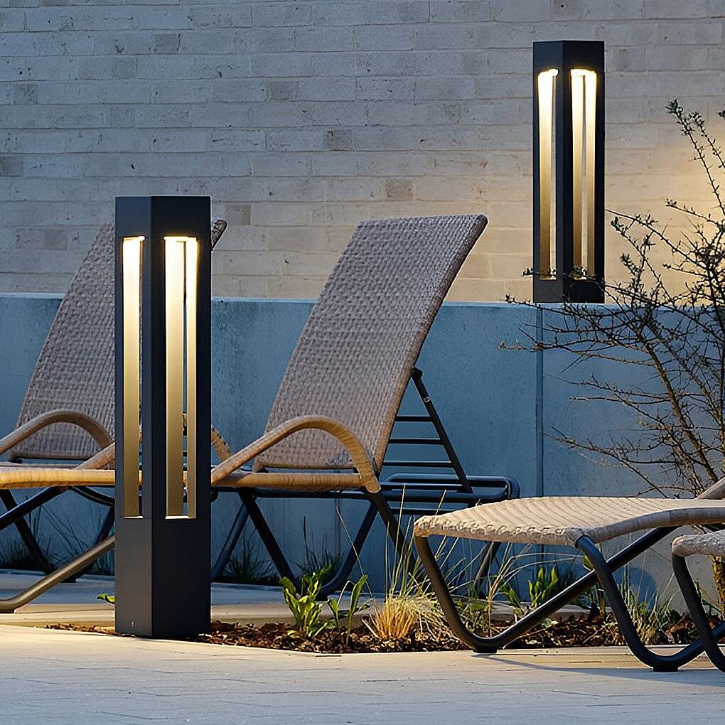 Modern Black LED Bollard Garden Light for Outdoor Landscape Pathway