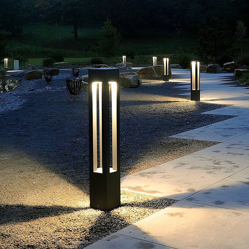 Modern Black LED Bollard Garden Light for Outdoor Landscape Pathway